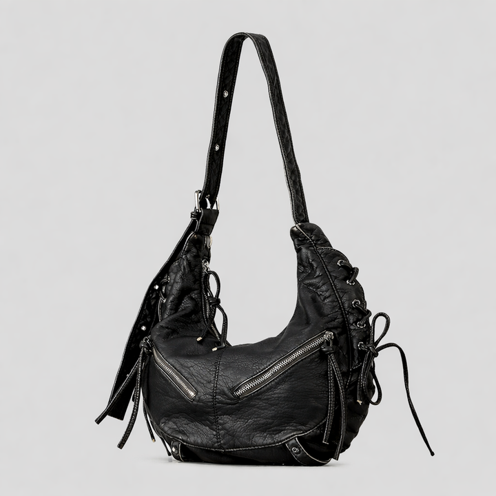 slouchy shoulder bag with lace-up detail – DRIFT