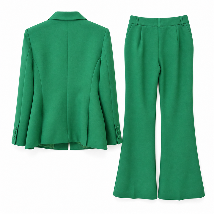 Lace-Up Detail Tailored Suit Set – EMERALD
