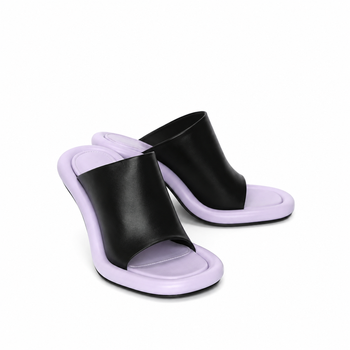 Colorblock Sculpted Heel Mule Sandals – CANDY
