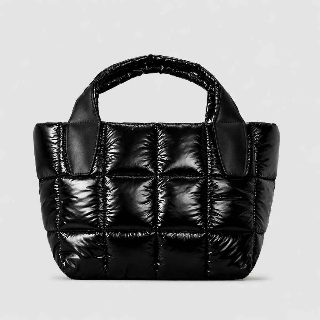 quilted mini tote bag with padded handles – OLIVE