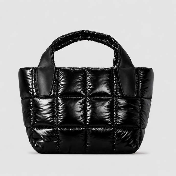 quilted mini tote bag with padded handles – OLIVE