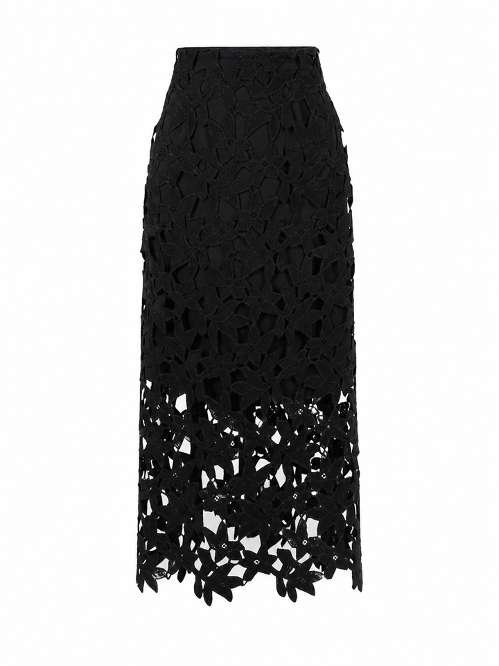 Floral Cutout Lace Midi Skirt – BLOOM