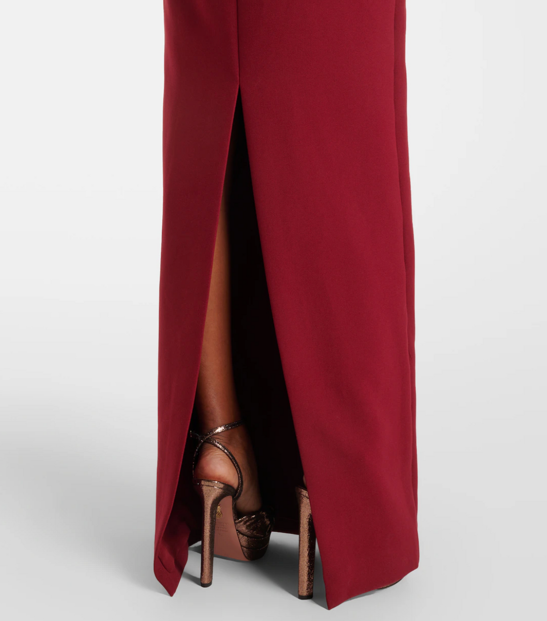 long-sleeve column gown with sculpted floral waist – SASYON