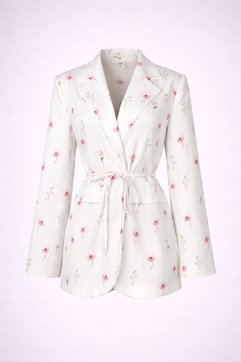 Floral Print Belted Blazer Mini Dress-SKLERO
