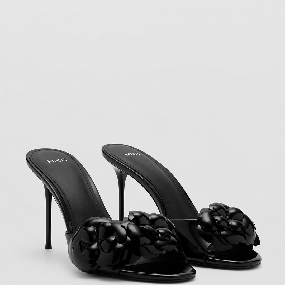 Burgundy Floral Embellished Heeled Sandals – MNG