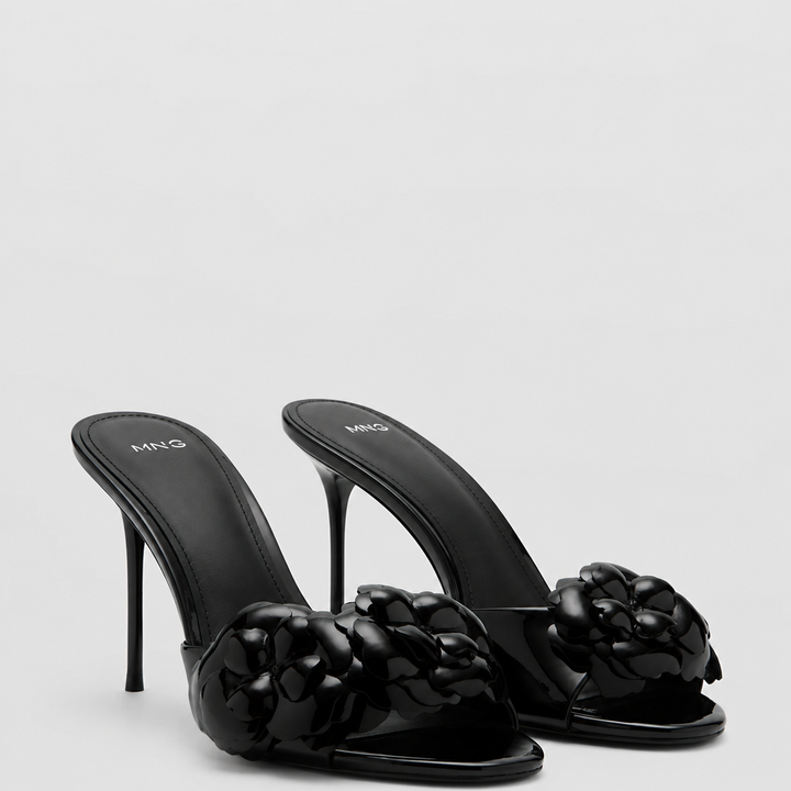 Burgundy Floral Embellished Heeled Sandals – MNG