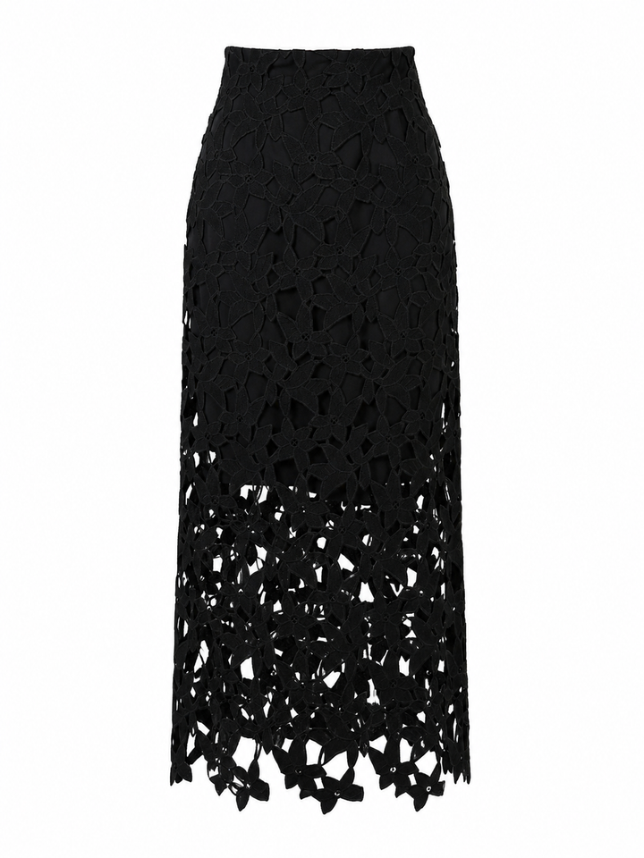 Floral Cutout Lace Midi Skirt – BLOOM