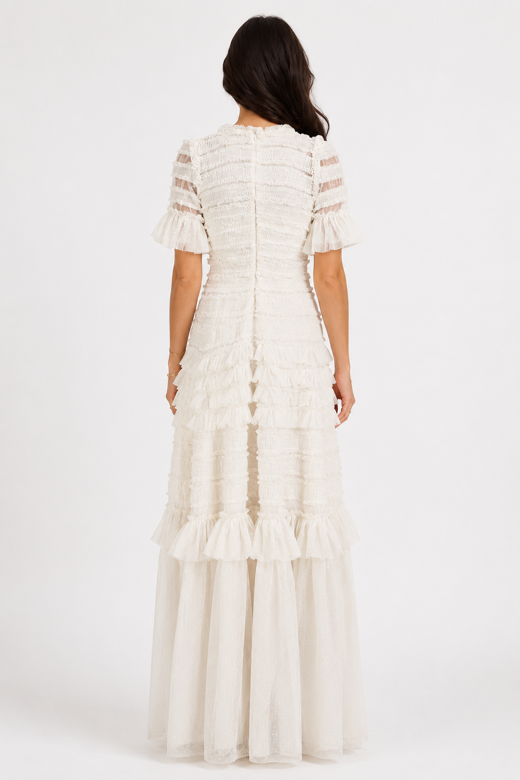 Vintage Romance Ruffle Lace Maxi Dress - Ivory
