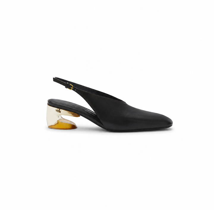 Metallic Sculpted Heel Slingback Flats – MODERNE