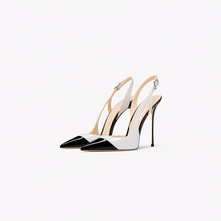 pointed-toe slingback stiletto heels with contrast toe cap – MONROE