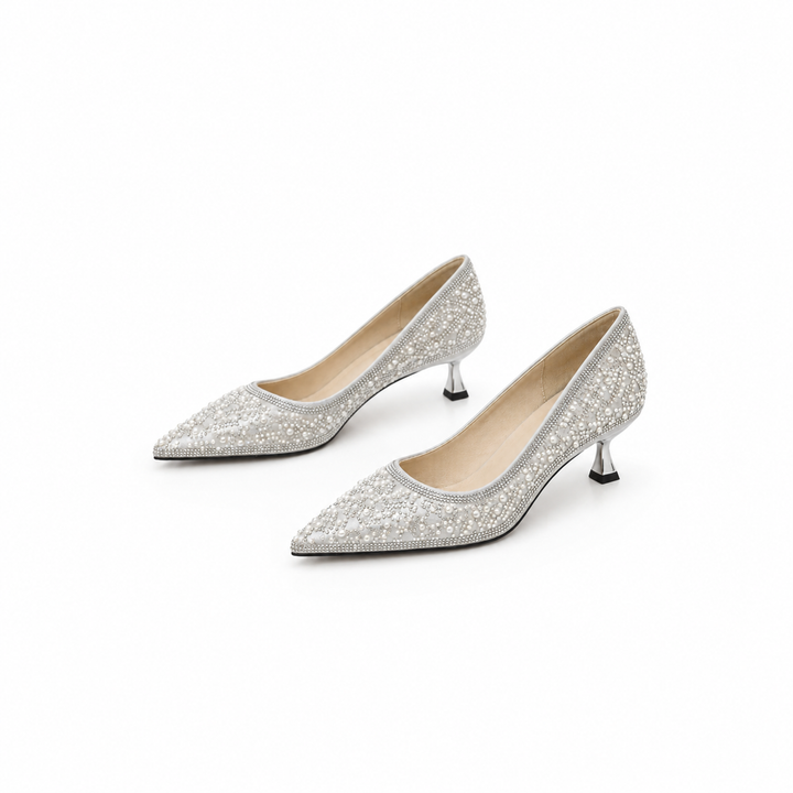 Ivory Pearl Embellished Pointed Heels – VÉRÉLLE