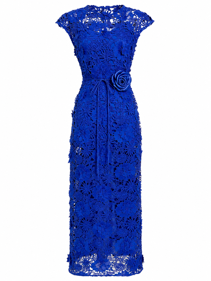 Sunshine Floral Lace Midi Dress - Radiance