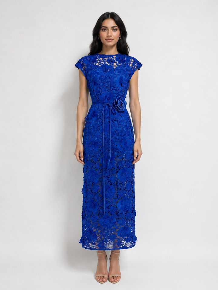 Sunshine Floral Lace Midi Dress - Radiance
