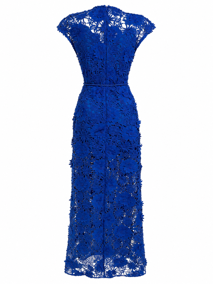 Sunshine Floral Lace Midi Dress - Radiance