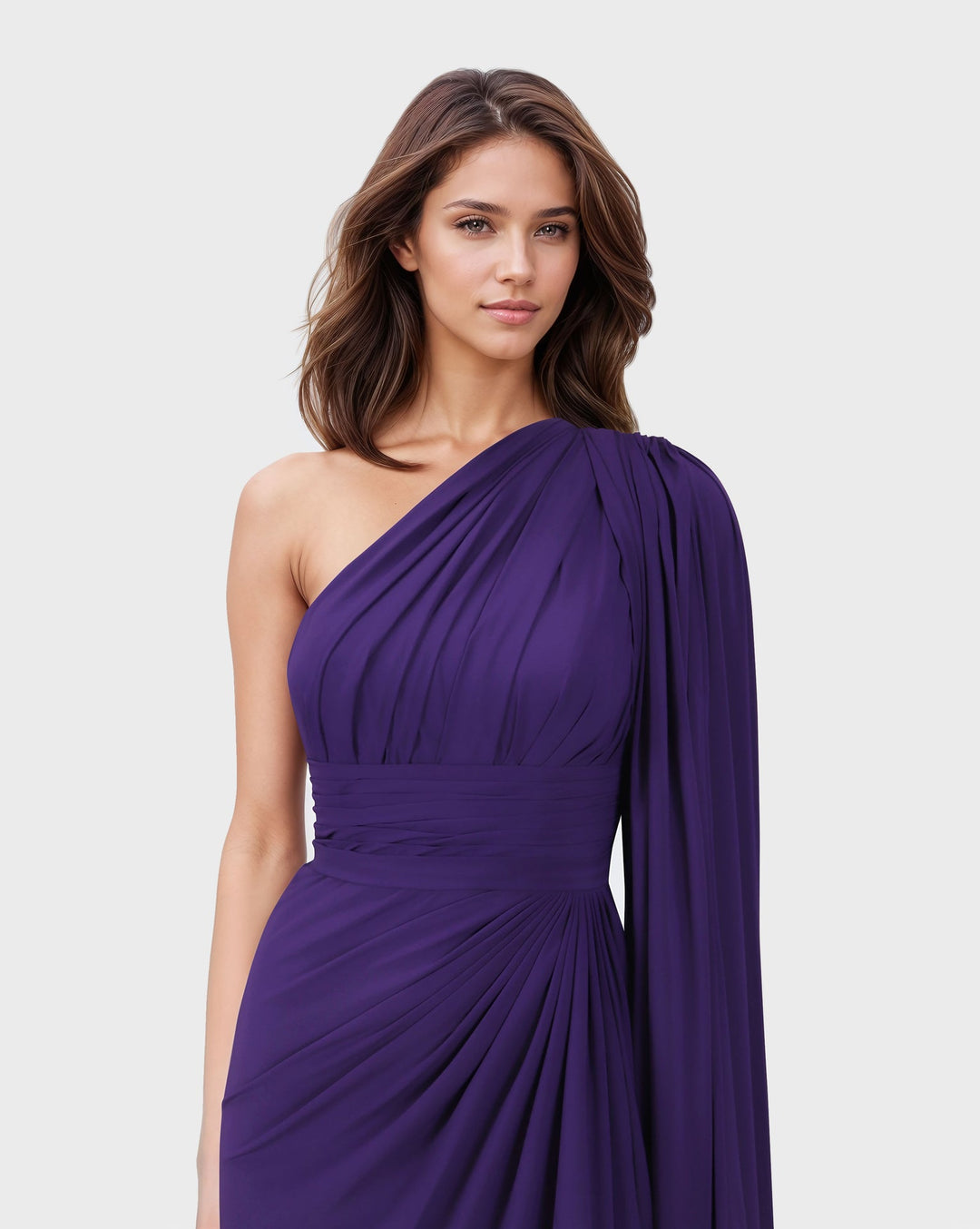 ODD-Shoulder off draped dress with long floor sleeve - VILLE