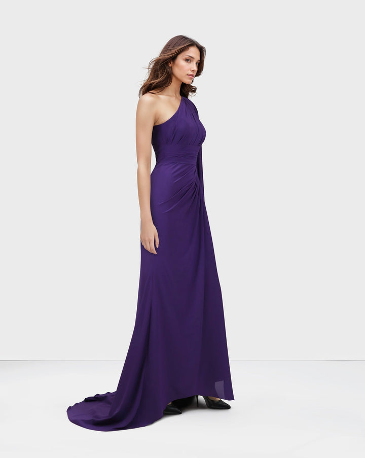 ODD-Shoulder off draped dress with long floor sleeve - VILLE