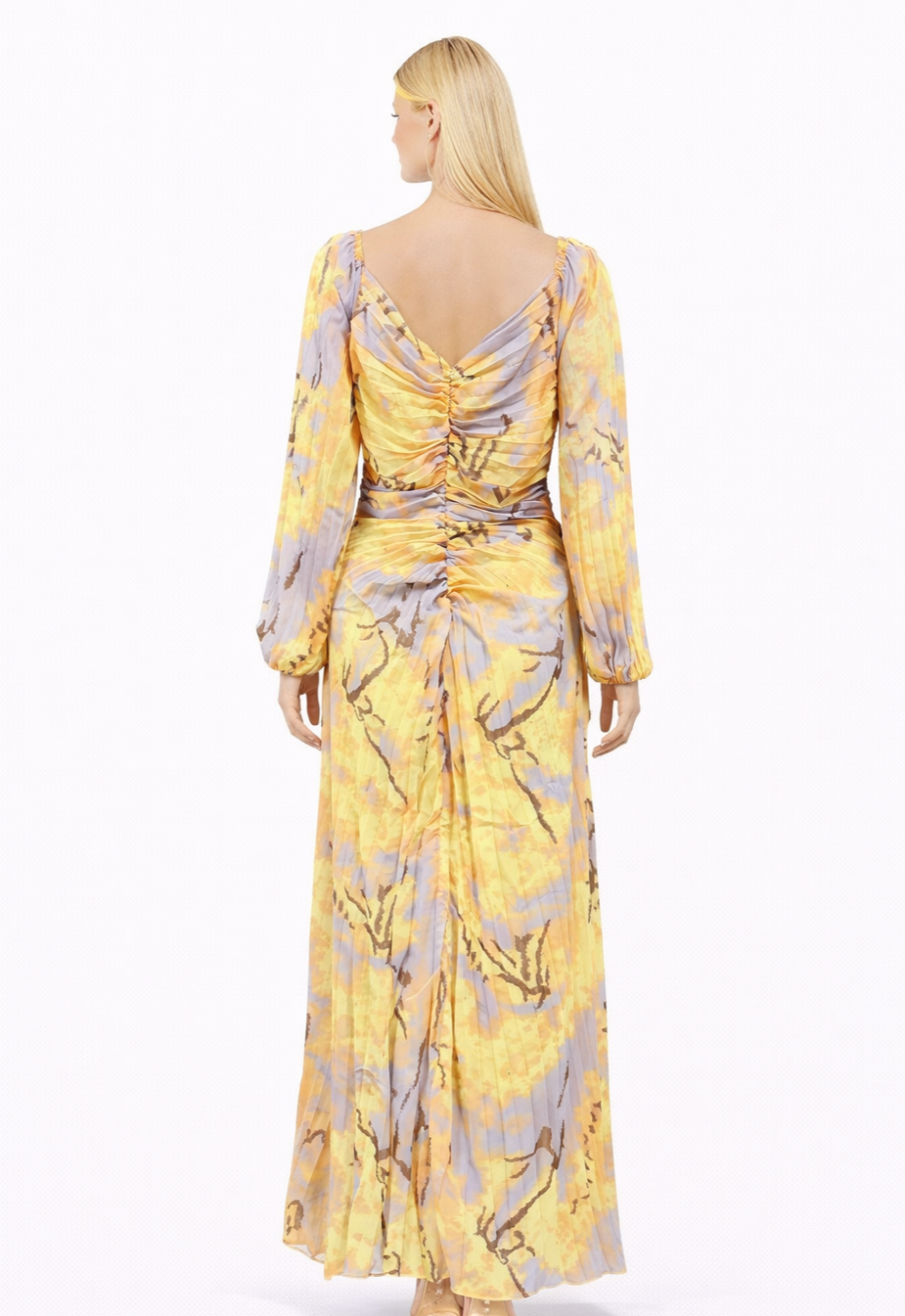 off-shoulder pleated chiffon gown with jeweled waist detail – AURELIA