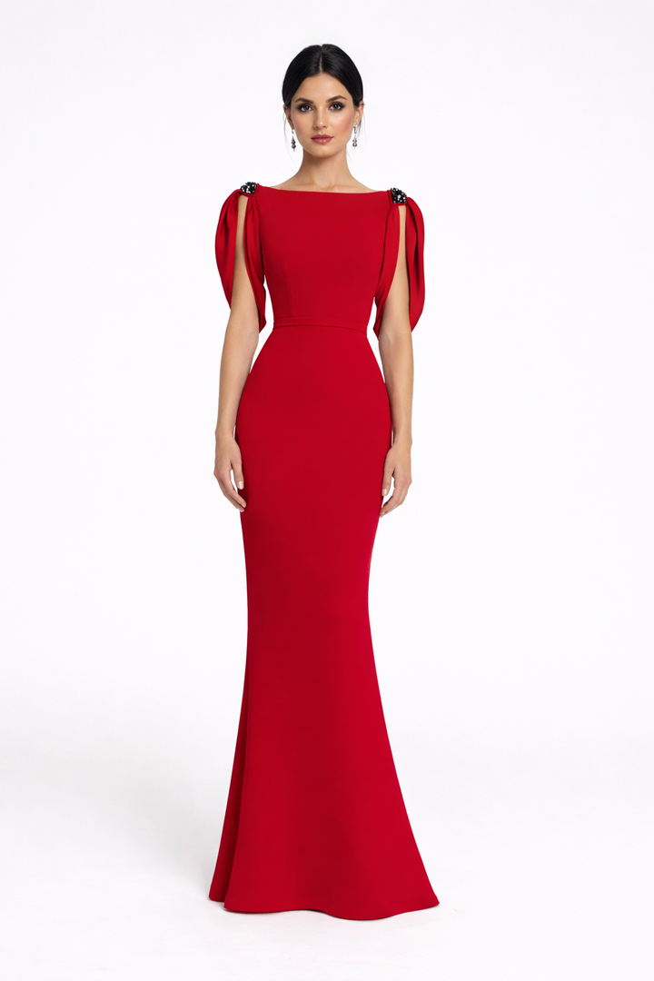 shoulder-tie mermaid gown with crystal accents – ALLURE