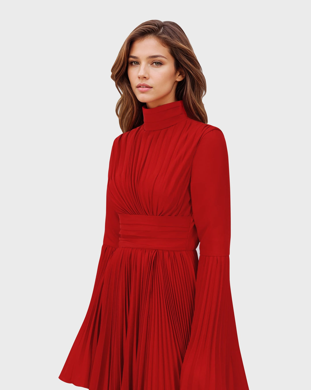 ODD-Pleated dress with bell cuffs - JOVAAN