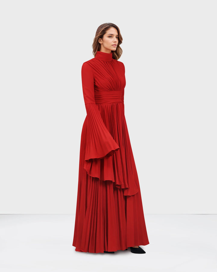 ODD-Pleated dress with bell cuffs - JOVAAN