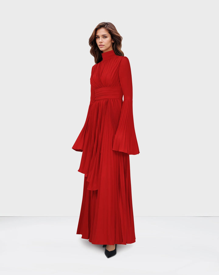 ODD-Pleated dress with bell cuffs - JOVAAN