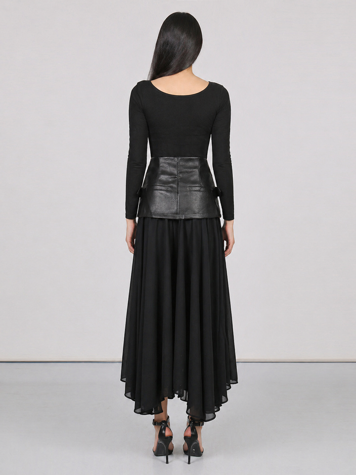Black Layered Belted Pleated Skirt – NOIRÉ