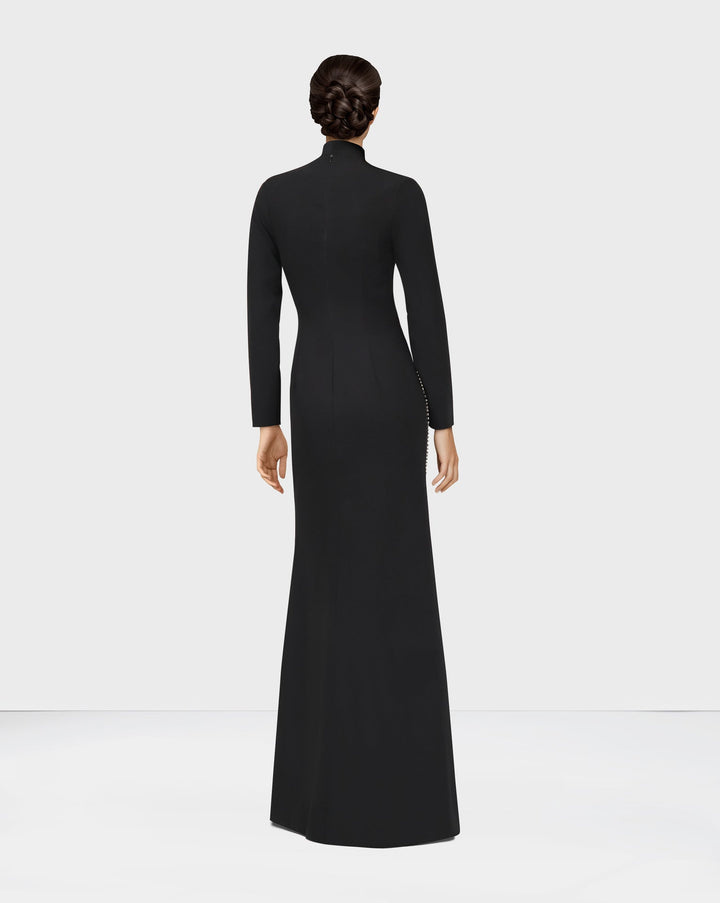 ODD-Long sleeve column dress with vertical beading-Ghadeer