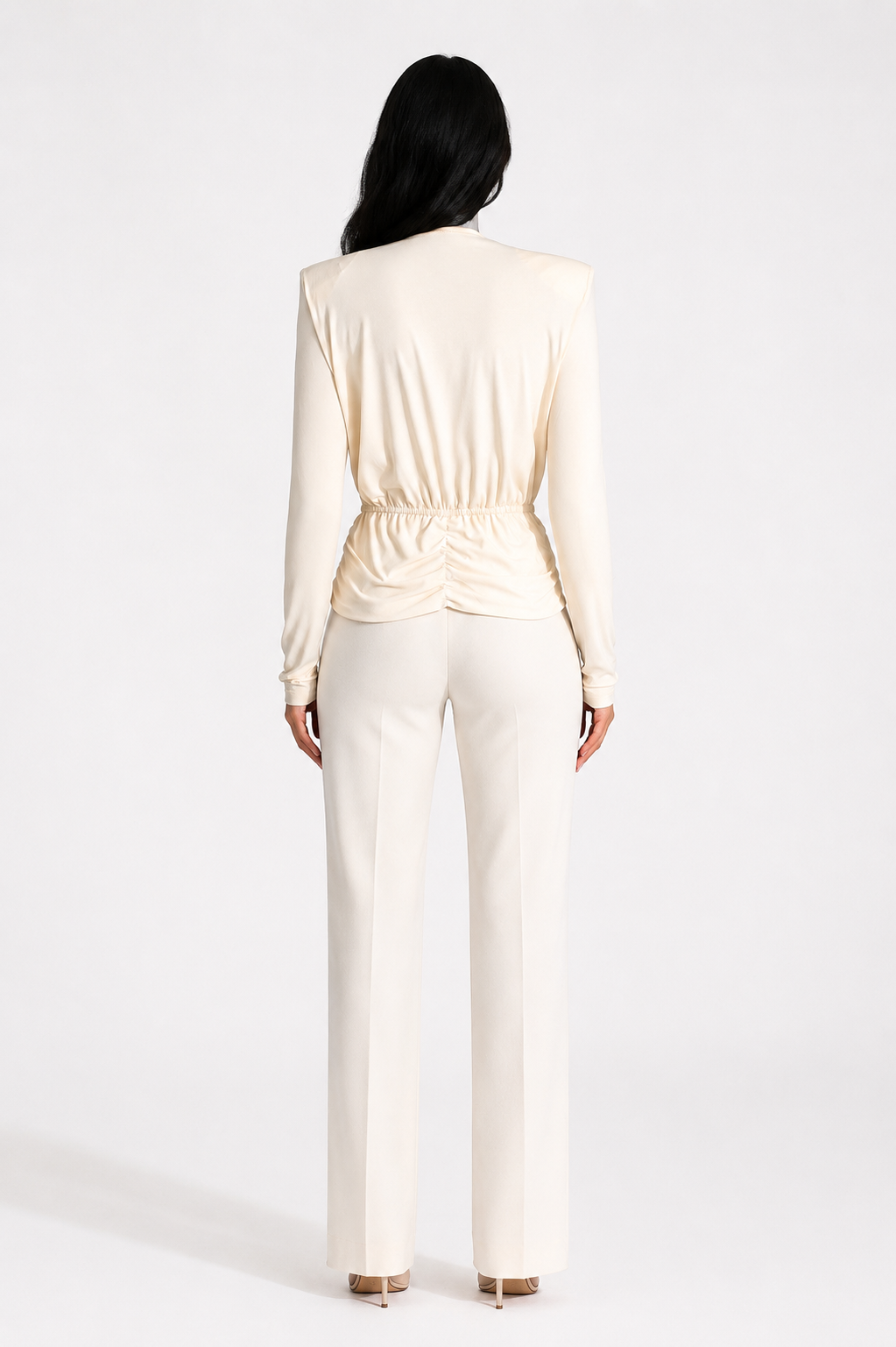 Ivory Draped Cowl-Neck Top – VÉLORA