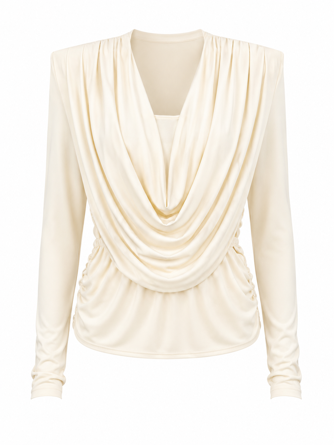 Ivory Draped Cowl-Neck Top – VÉLORA
