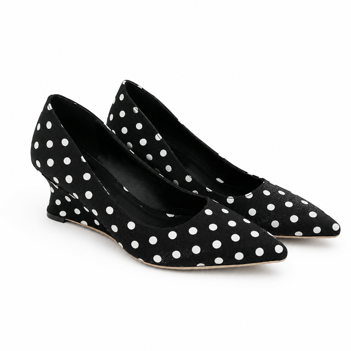 Polka Dot Pointed Heel Shoes - Vintage