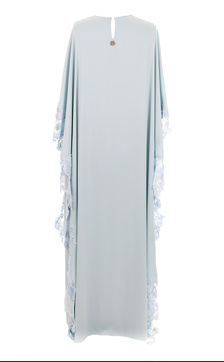 lace-trimmed flowy kaftan dress – AURA