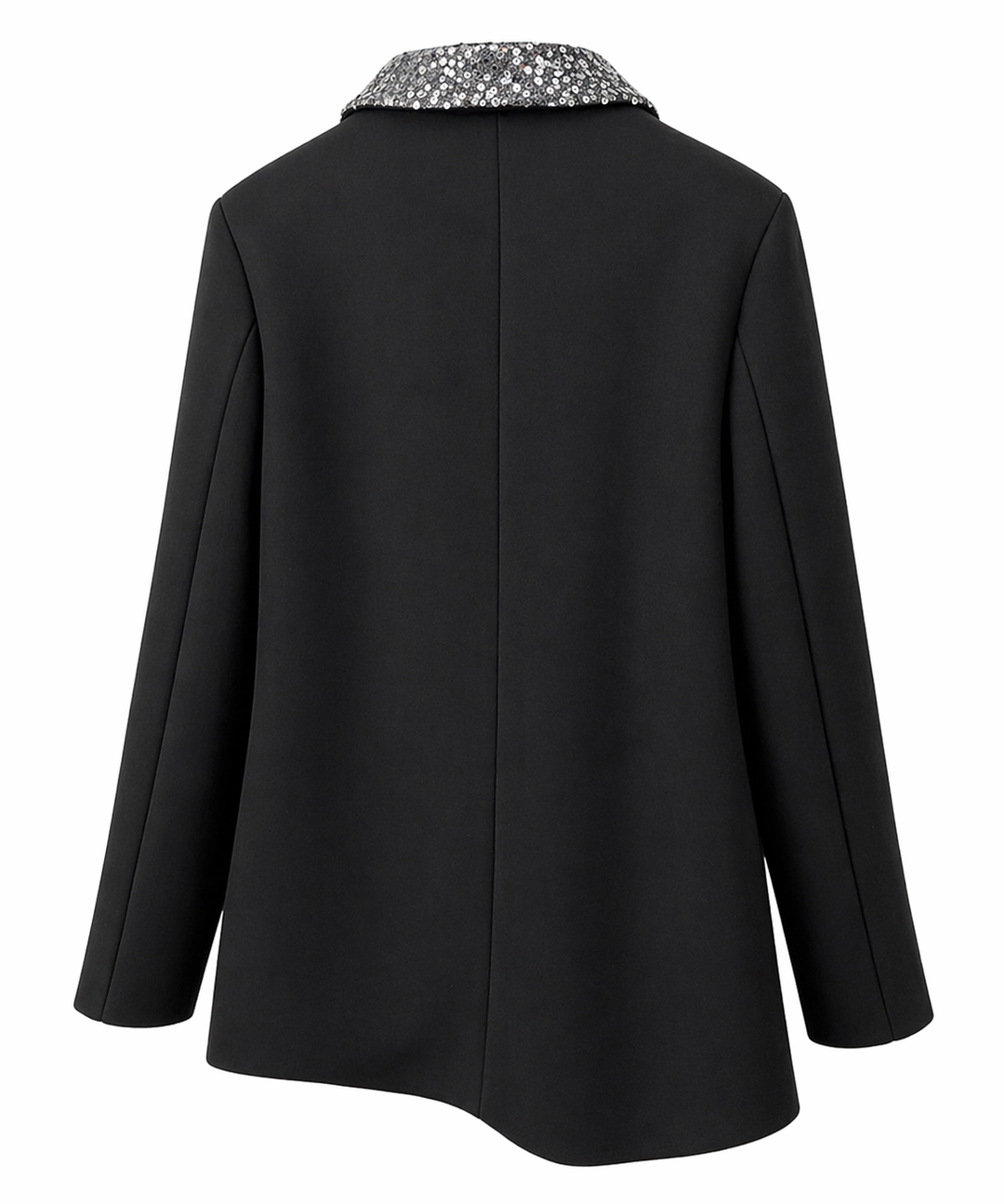 Black Blazer with Sequin Shawl Collar - LUXARA