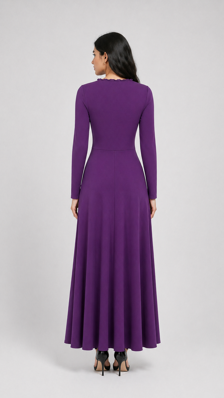 Burgundy Draped Knot Maxi Dress-VELORA