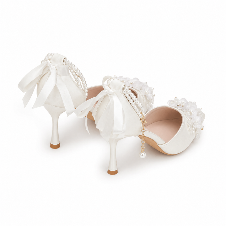 Pearl Blossom Bridal Heels - Womenz