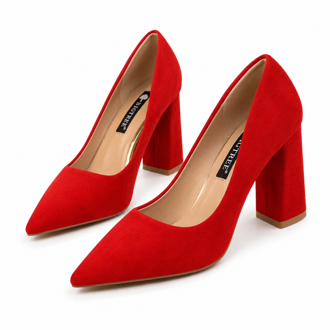 Minimalist Suede Block Heel Pumps – IVORÉS