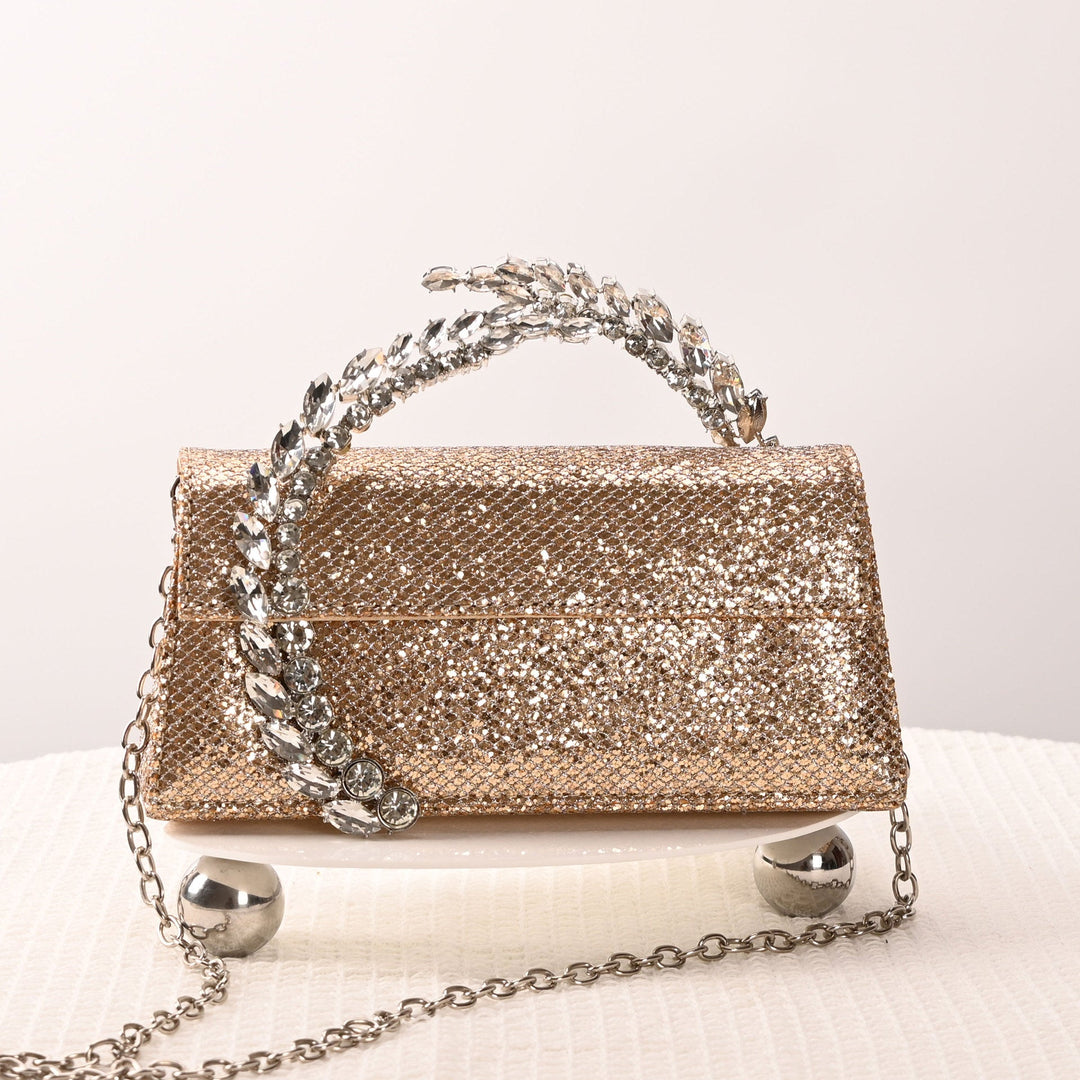 Crystal Handle Satin Evening Clutch – ÉLORIA