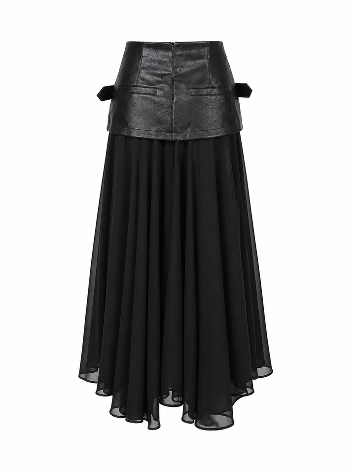 Black Layered Belted Pleated Skirt – NOIRÉ