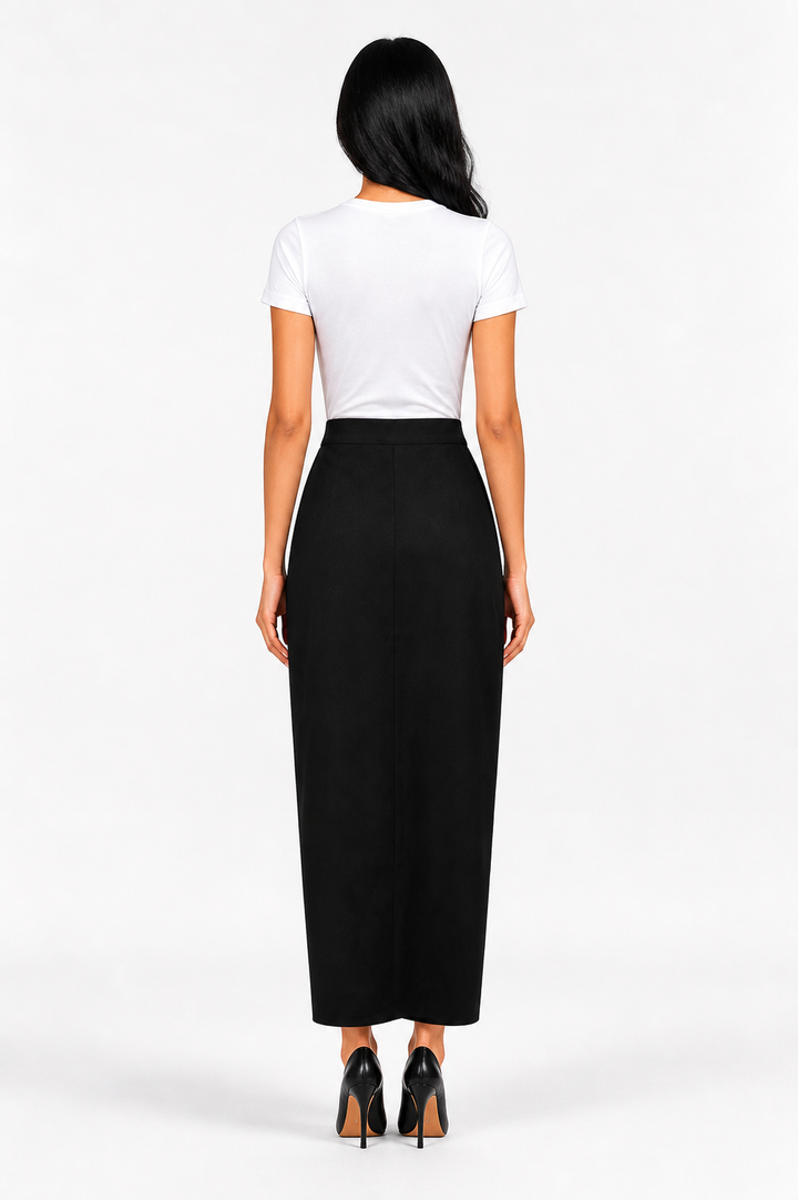 Asymmetric Draped Midi Skirt – ÉLÉGANCE