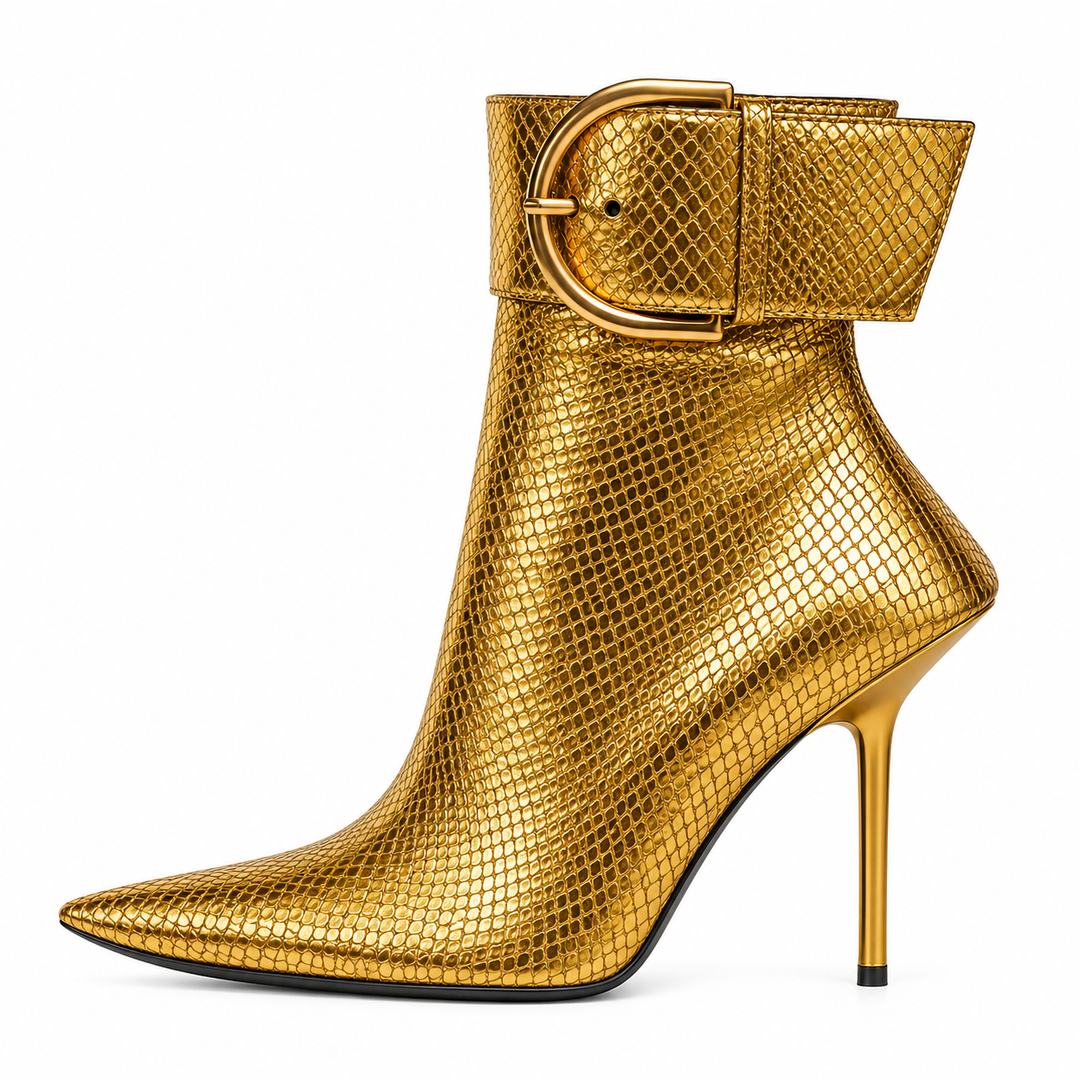 Pointed Toe Buckle Ankle Boots – SIGNATURE