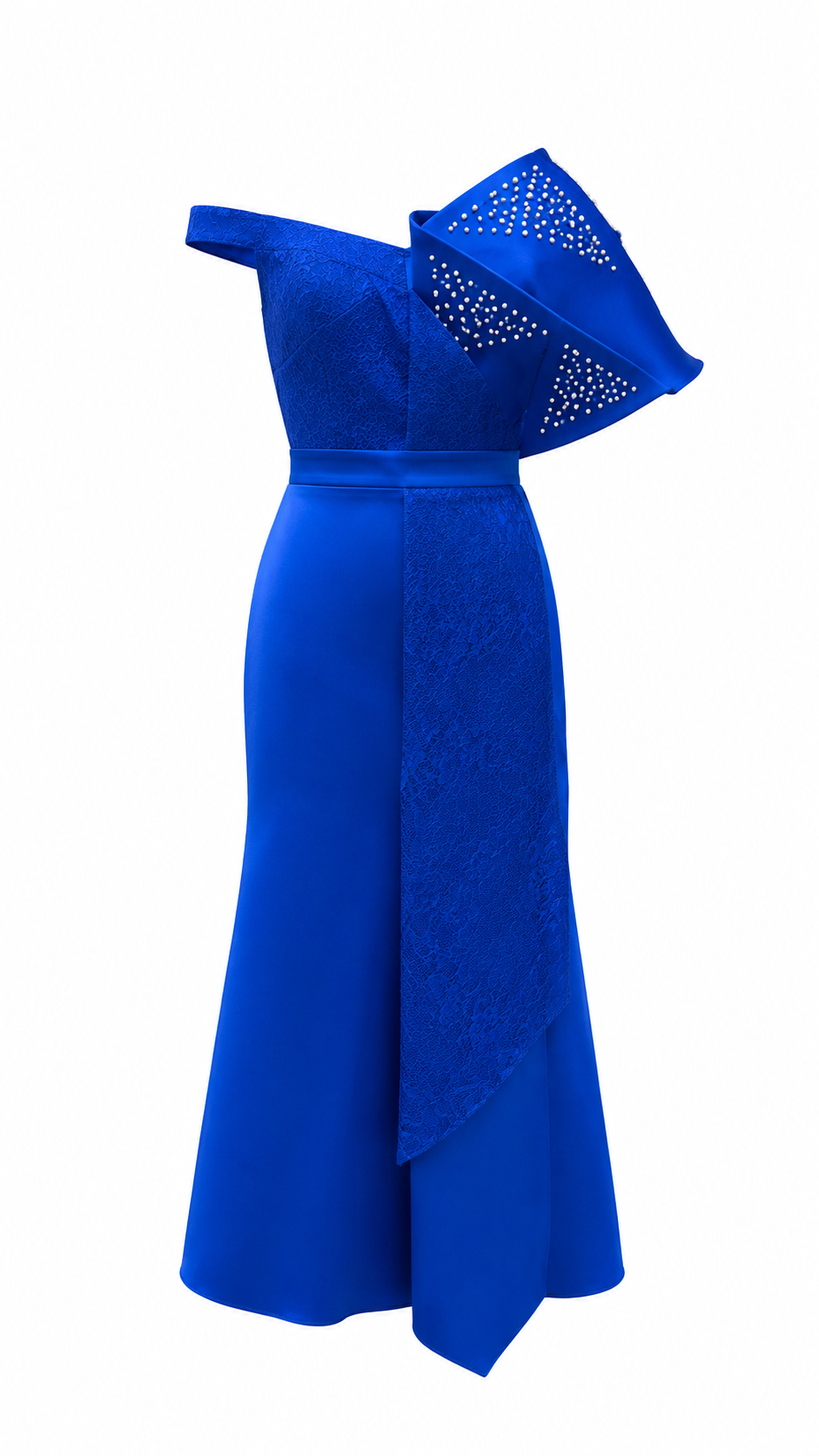 Pearl Embellished One-Shoulder Evening Dress - Prestige