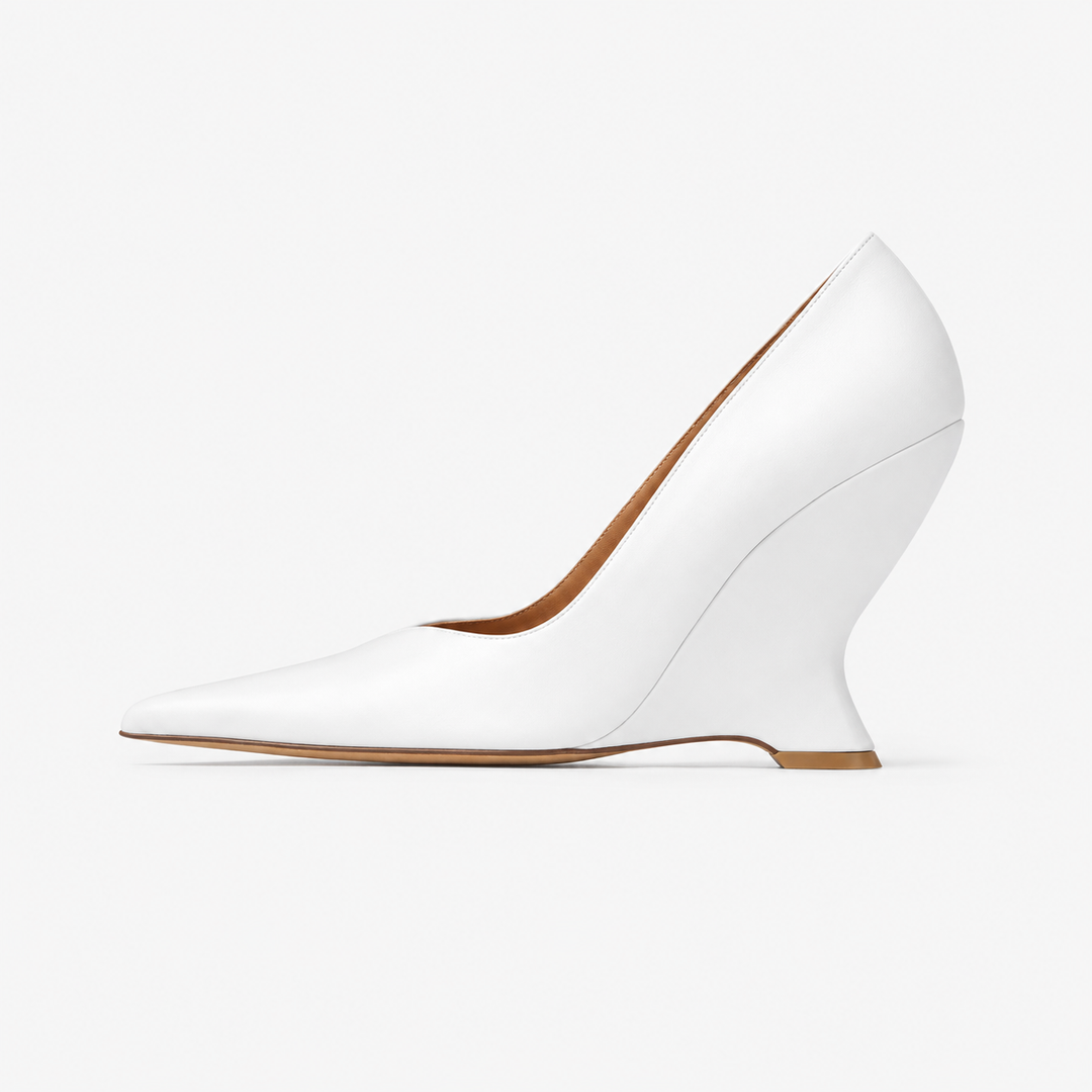 Croc-Embossed Sculpted Wedge Heels – VIOLETTE