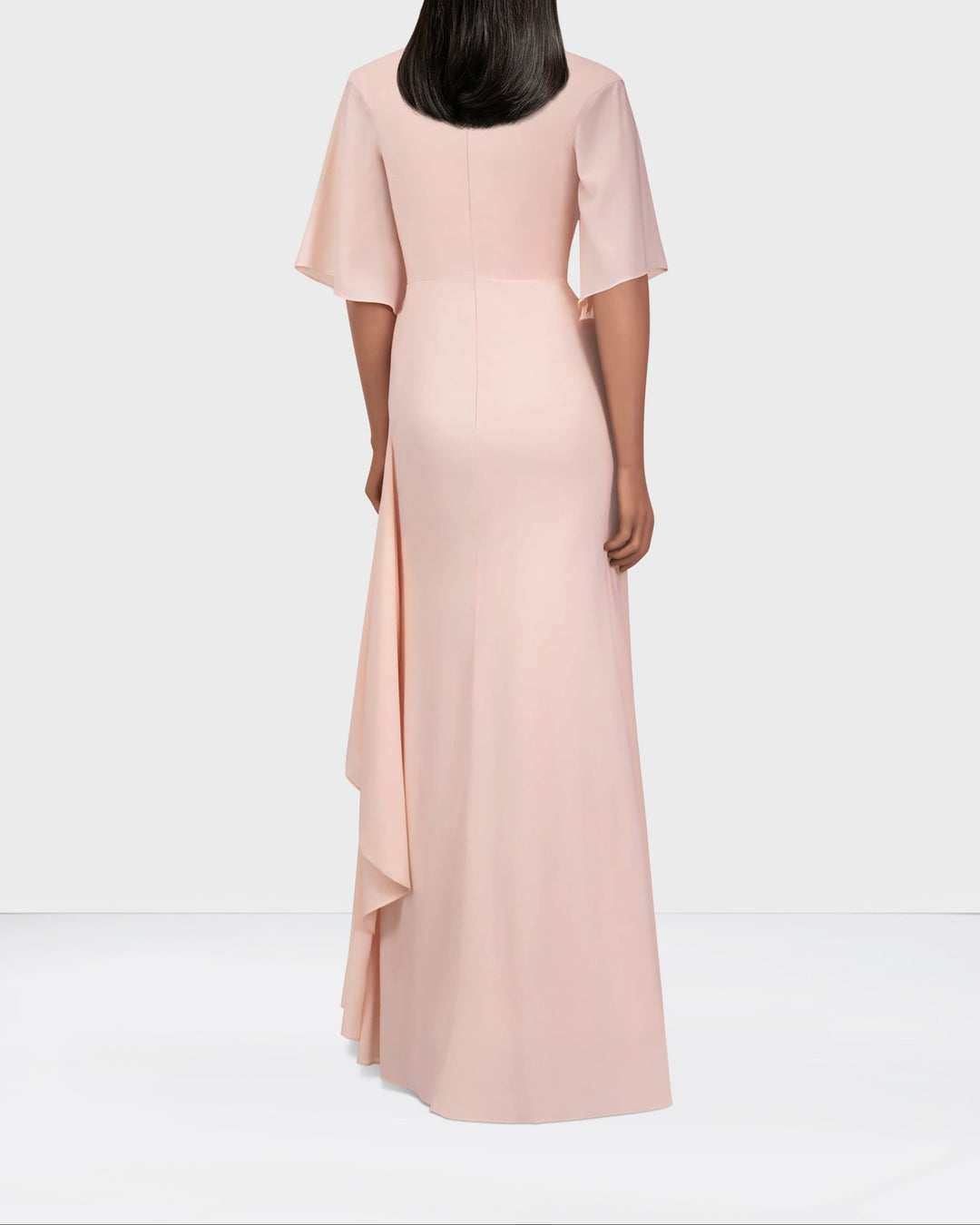 ODD-Ruffle column dress with pleated front