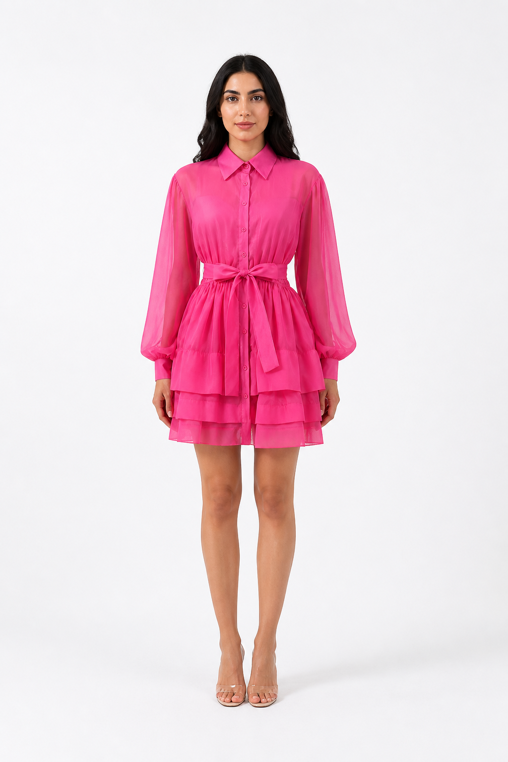 Leopard Print Sheer Layered Shirt Dress – NOIRÉ