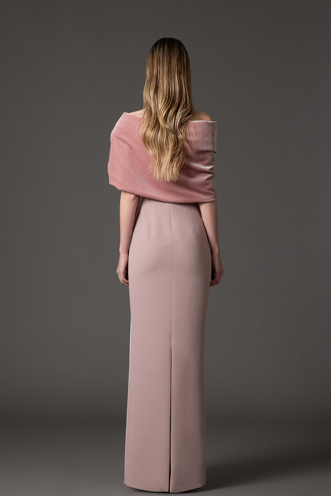 off-shoulder column gown with embellished velvet drape – ODD- ELYSIA