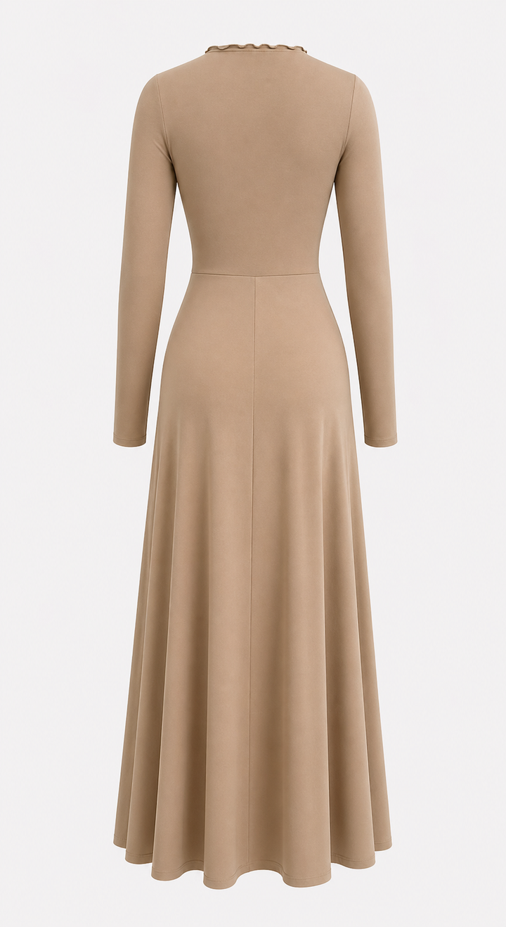 Burgundy Draped Knot Maxi Dress-VELORA