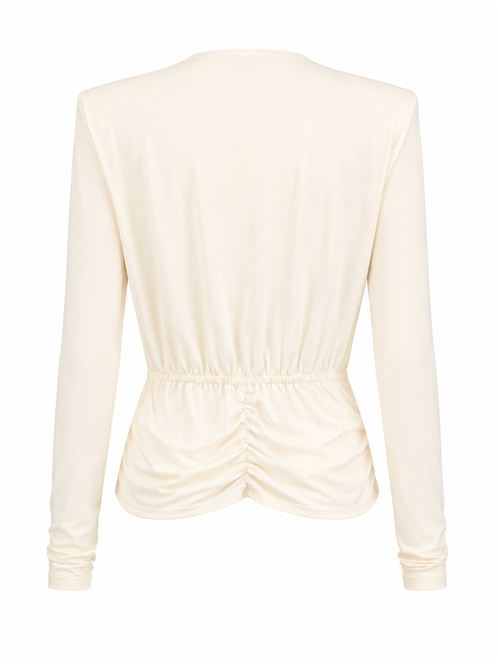 Ivory Draped Cowl-Neck Top – VÉLORA