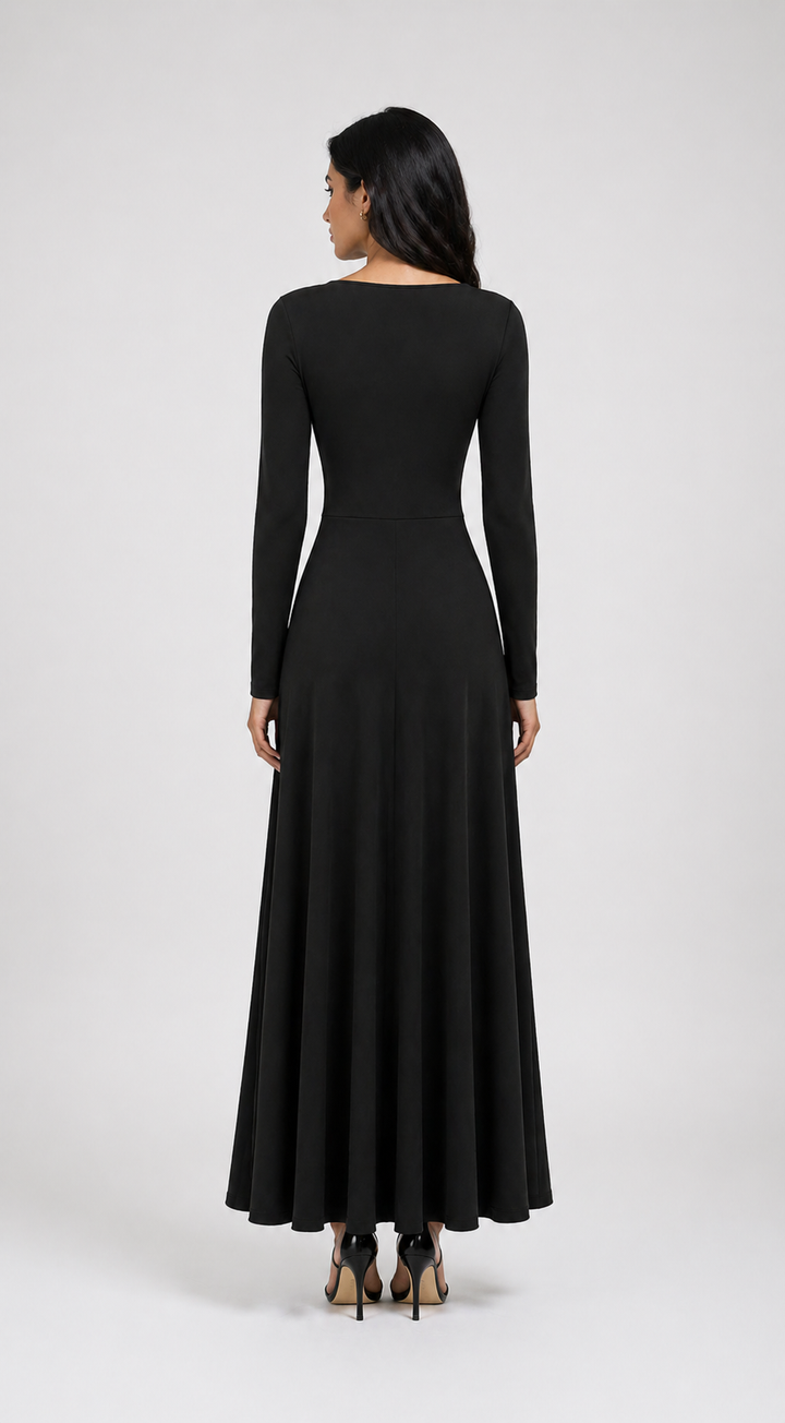 Burgundy Draped Knot Maxi Dress-VELORA