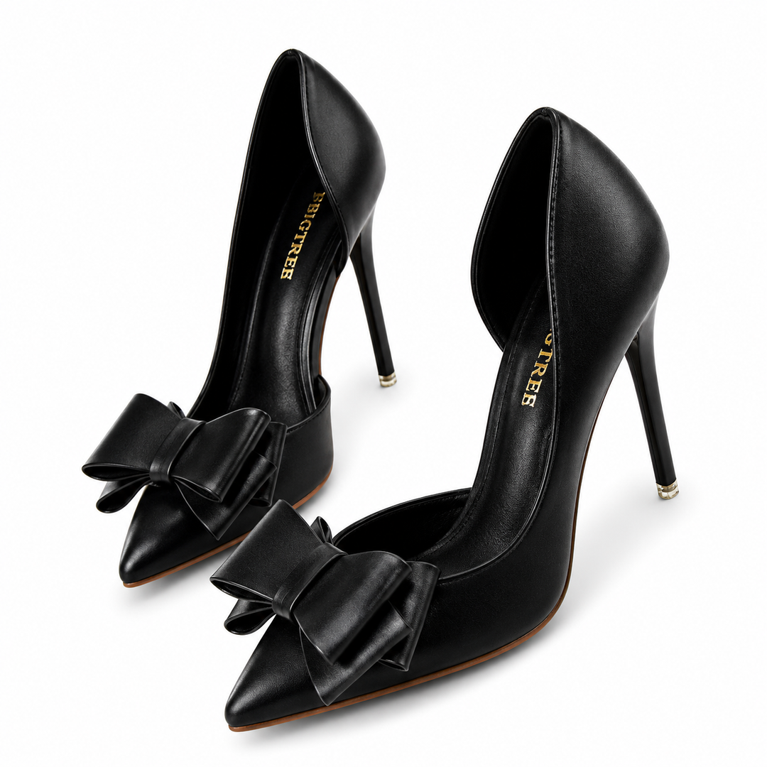 Baby Blue Bow Pointed Stiletto Heels – ÉLISAVIA