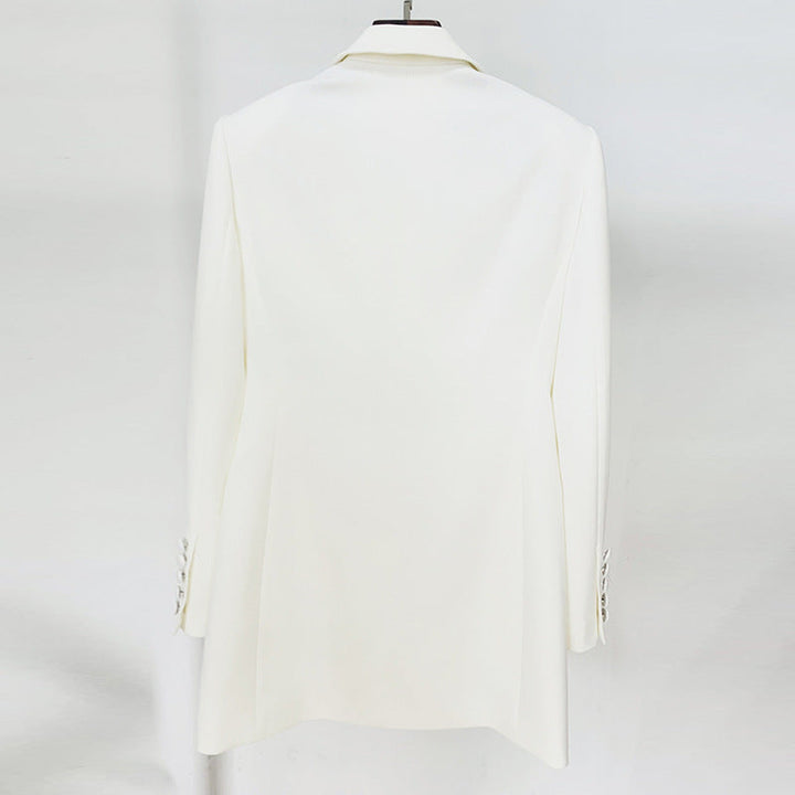 long sleeve blazer mini dress with crystal embellished lapel – GLAM