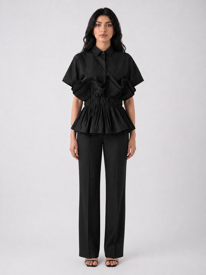 Blush Layered Ruffle Shirt – LUMINA